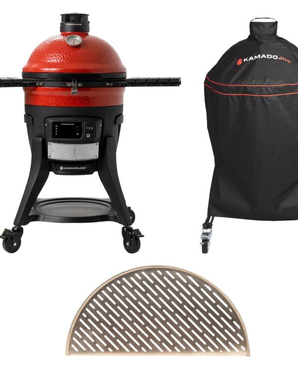 Konnected Joe Digital Charcoal Grill and Smoker, Cover, and Grate Bundle